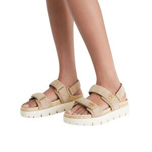 Tory Burch Kira Rope Sport Sandals Ceramic Taupe Suede Platform – 8.5M